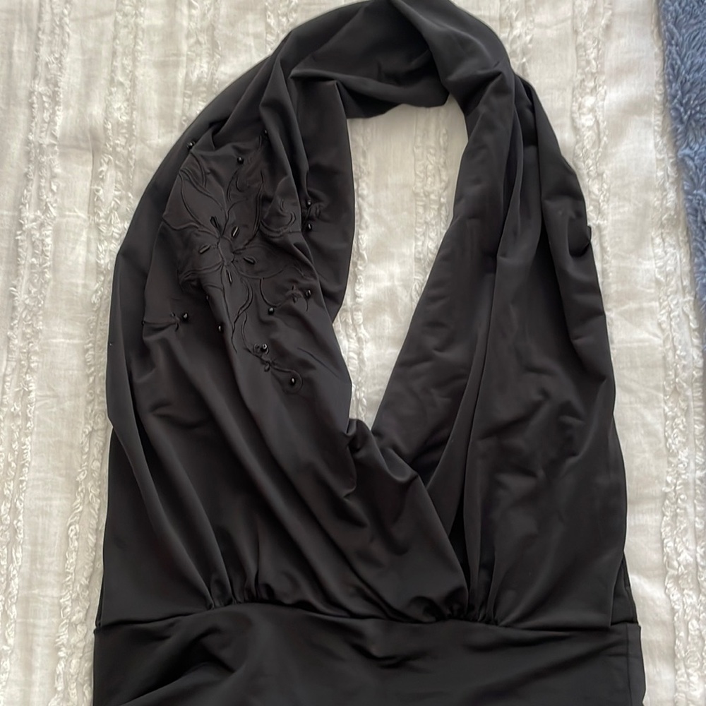 Sexy halter top with beaded detail